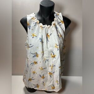 Esprit White Tank Top with Yellow and Blue Floral Print